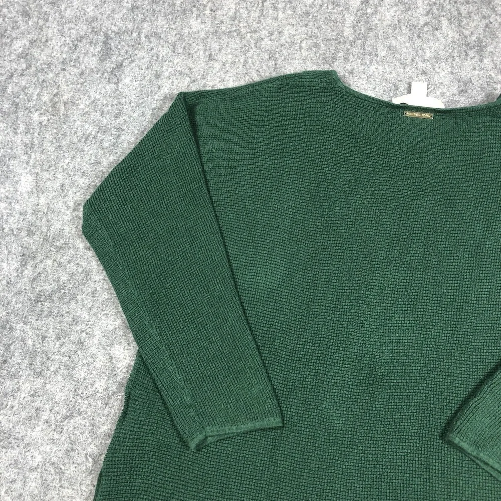 MICHAEL Michael Kors Sweater Womens M Green Waffle Knit Side Button Tunic Top